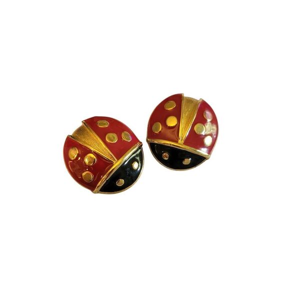 Ladybug Red and Black Avon Clip On Earrings - Picture 4 of 7